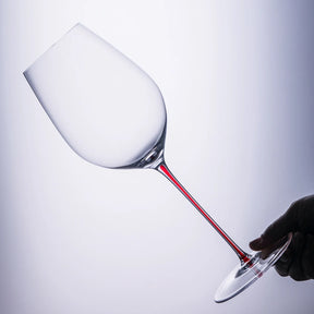CRISON PREMIUM Copo de vinho de haste vermelha feito à mão de cristal de alta qualidade com design elegante de pé alto para maior beleza do vinho