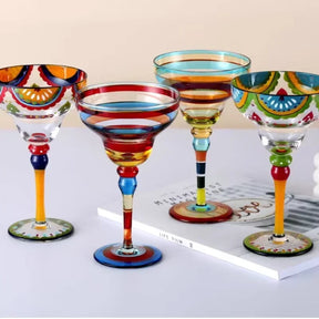 Conjunto de copos de coquetel margarita e champanhe coloridos feitos à mão, design criativo para casa, bar, festa de casamento, elegante, exclusivo
