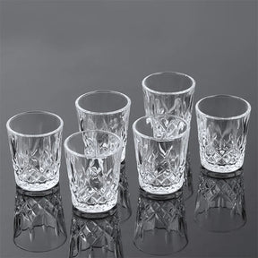 12pçs/8pçs/6pçs/4pçs/2pçs vidro em relevo 50ml copos de espíritos gravados chá potável copo de água copo de vinho de pequena capacidade