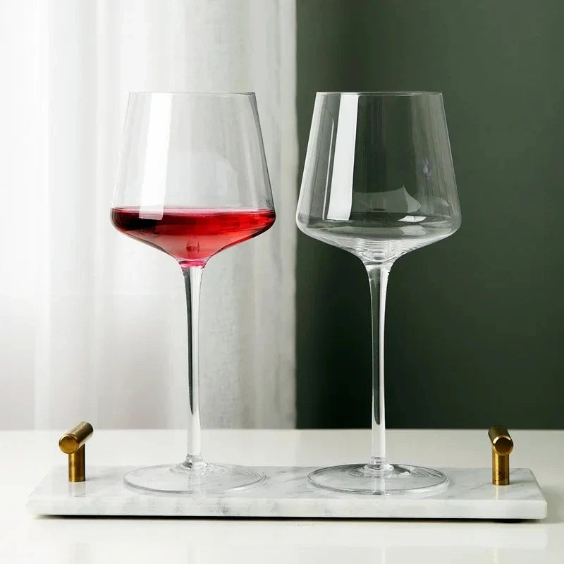 Copo de vinho tinto artesanal, cristal ultrafino, cálice Borgonha, copo de degustação Art Big Belly, nível de coleção, 450ml
