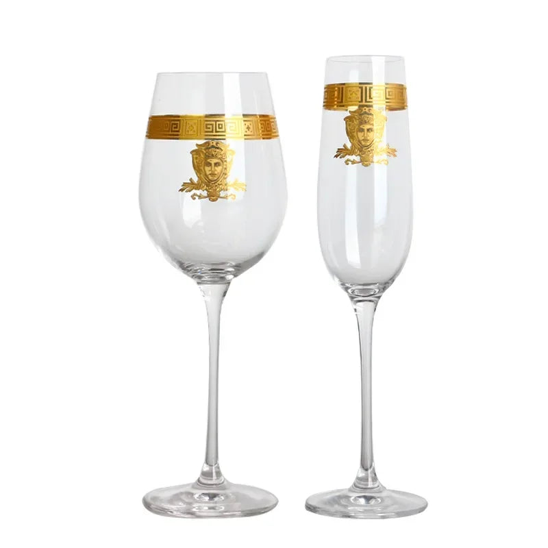 Cálice de cristal dourado L, Conjunto europeu do vidro do vinho tinto, Cálice luxuoso do uísque, Phnom Penh