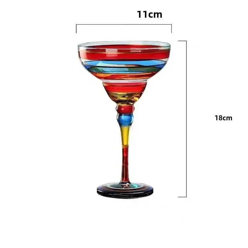 Conjunto de copos de coquetel margarita e champanhe coloridos feitos à mão, design criativo para casa, bar, festa de casamento, elegante, exclusivo