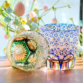 Edo japonês corte de vidro cristal uísque vidro artesanal casa margarida água fria presente vidro