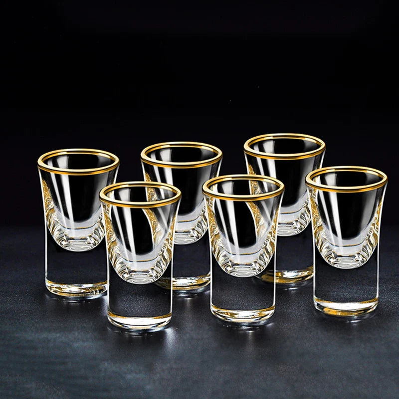 6 pçs conjuntos de luxo cristal tiro vidro barra vodka vidro high-end pequeno copo de vinho transparente copo de licor festa espíritos caneca drinkware