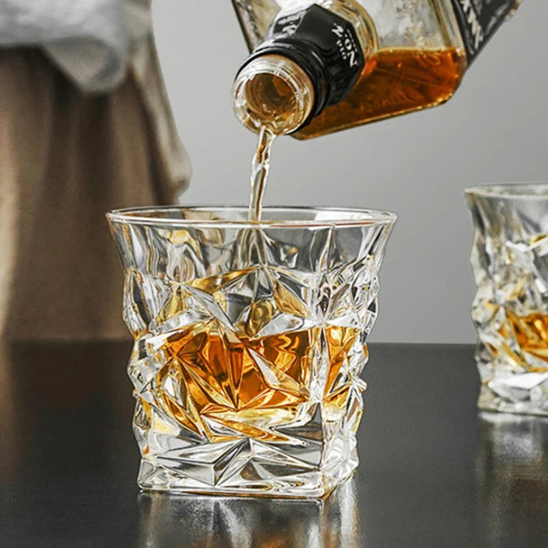 Copo de vidro em forma de gelo retrô, estilos diferentes, vidro de uísque, vinho tinto, barra criativa, cristal esculpido, vidro de vinho, copos para beber