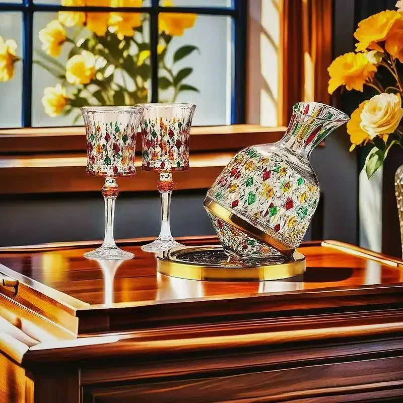 Europeu high-end diamante cristal copo de vinho tinto luxo cálice retro copo de vinho nicho pintado copo