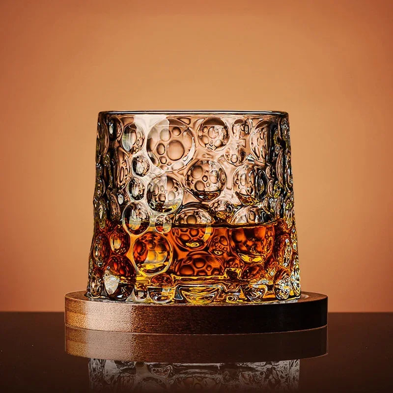 Copo de uísque com base de cristal, copos de uísque rotativos, copo de vidro de brandy para bar e casa
