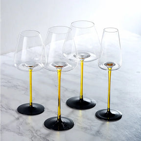 Copo de vinho tinto feito à mão com haste puxada, taça de vinho, copo de vinho tinto, copo de servir, bar doméstico, uso de festa de casamento, amarelo