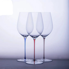CRISON PREMIUM Copo de vinho de haste vermelha feito à mão de cristal de alta qualidade com design elegante de pé alto para maior beleza do vinho