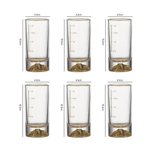 Conjunto de copos de vinho luxuosos com bordas douradas, 6 peças, criativo, dourado, em forma de montanha, copo de vinho, folha de ouro de alta qualidade, copo de espíritos