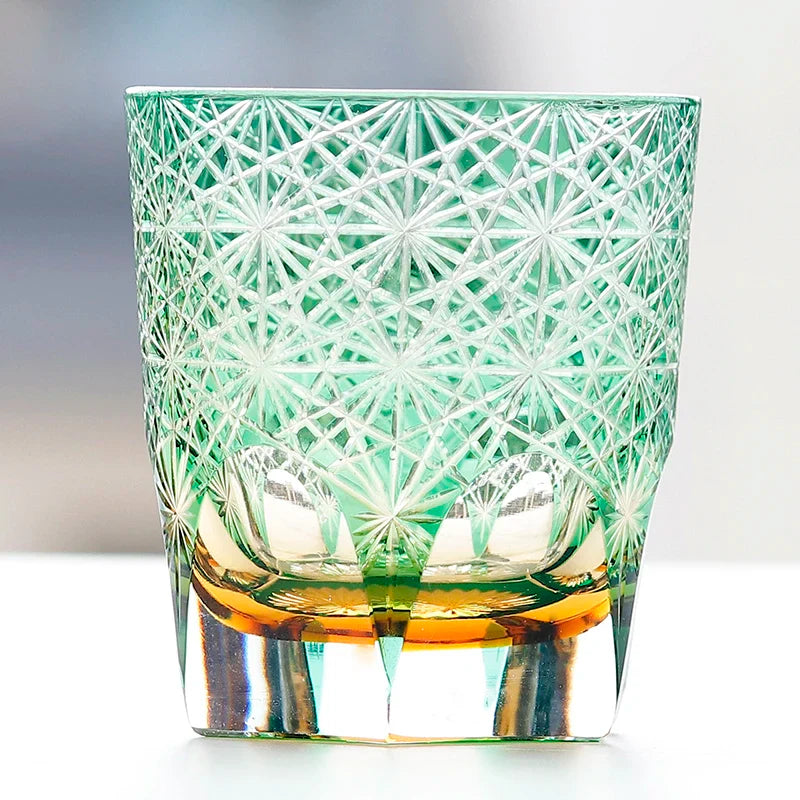 Edo japonês corte de vidro cristal uísque vidro artesanal casa margarida água fria presente vidro