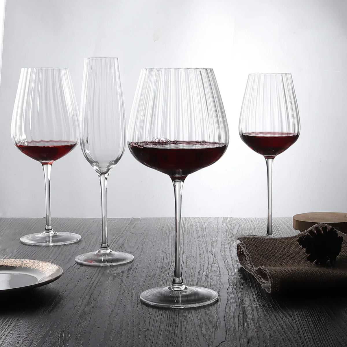 Copo de vinho tinto listrado vertical nórdico, copo de champanhe, vidro de cristal listrado criativo, vidro alto para uso doméstico