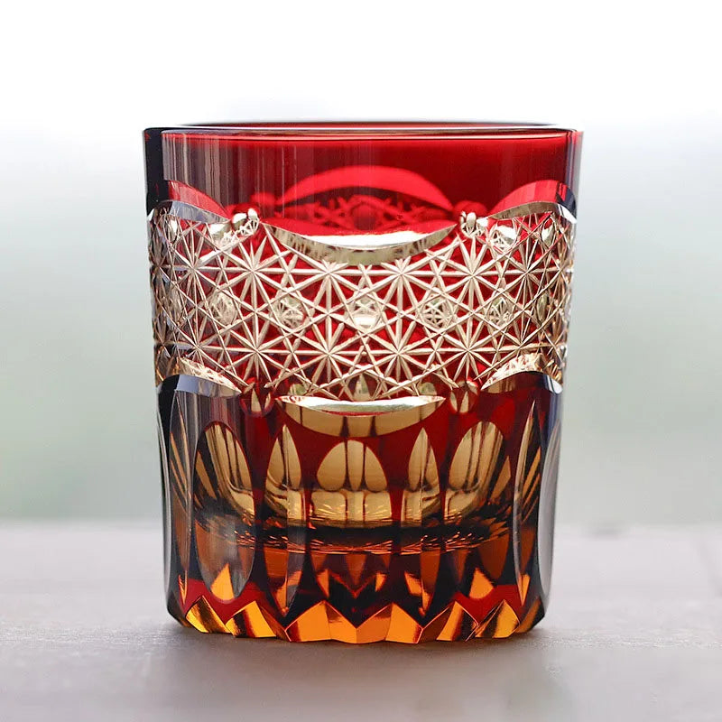Edo japonês corte de vidro cristal uísque vidro artesanal casa margarida água fria presente vidro