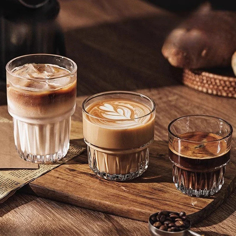 3 opções de capacidade vintage requintado americano copo de café gelado transparente fermentação fria latte copo de vidro bebida copo de água empilhável