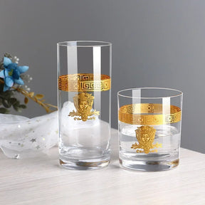 Cálice de cristal dourado L, Conjunto europeu do vidro do vinho tinto, Cálice luxuoso do uísque, Phnom Penh