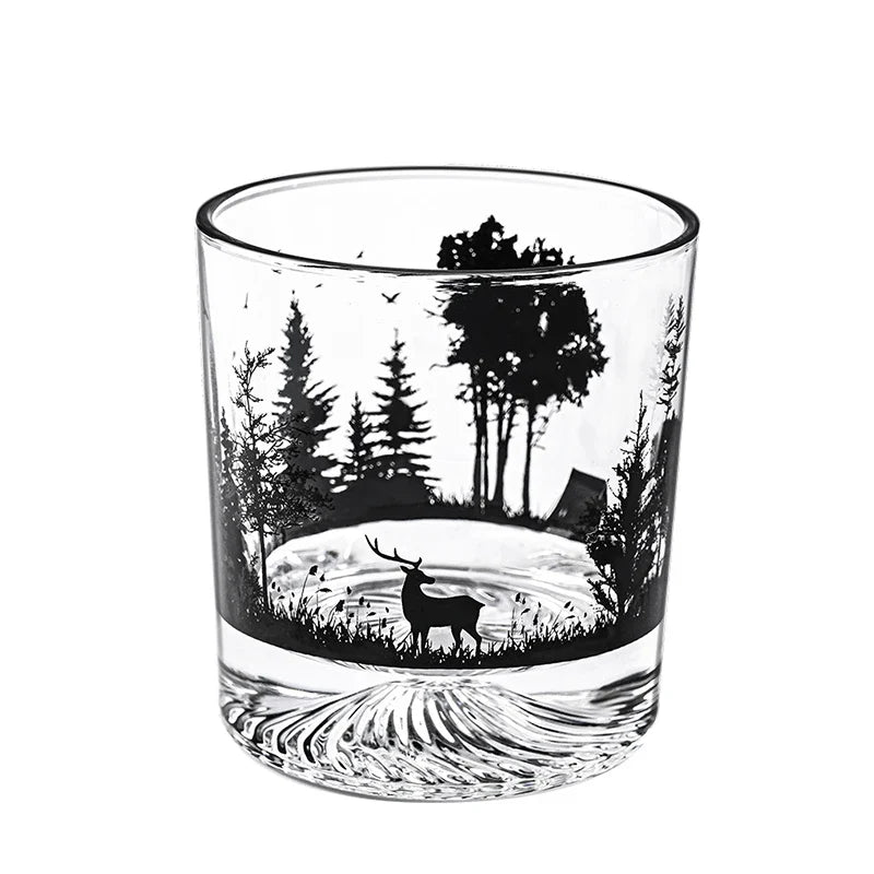 Copo de vinho Silhouette criativo, Snow Mountain Iceberg Cup, Rocha de fundo grosso, Copo de uísque de Natal