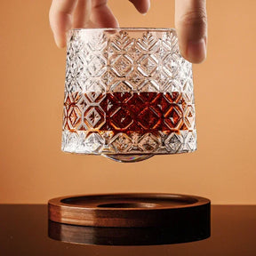 Copo de uísque com base de cristal, copos de uísque rotativos, copo de vidro de brandy para bar e casa