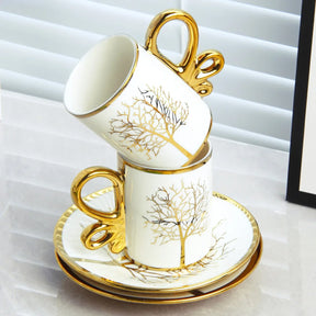Conjunto de 6 xícaras e 6 pratos, conjunto europeu de xícara de café e pires de cerâmica de luxo leve, xícara requintada britânica e pires para chá da tarde