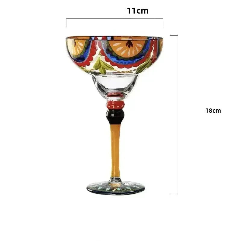 Conjunto de copos de coquetel margarita e champanhe coloridos feitos à mão, design criativo para casa, bar, festa de casamento, elegante, exclusivo