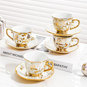 Conjunto de caneca de café e pires, 12 peças, copo de cerâmica árabe, copo, copo de 90ml e conjunto de pires, 6 copos, 6 pires