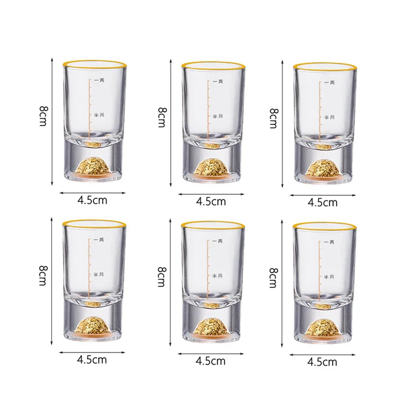 Conjunto de copos de vinho luxuosos com bordas douradas, 6 peças, criativo, dourado, em forma de montanha, copo de vinho, folha de ouro de alta qualidade, copo de espíritos