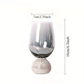 Copo de vidro de vinho sem haste de luxo, strass, fumaça cinza, reutilizável para coquetéis, vinho tinto, copo de uísque, presentes de diamante
