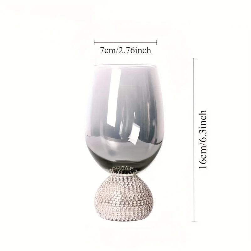 Copo de vidro de vinho sem haste de luxo, strass, fumaça cinza, reutilizável para coquetéis, vinho tinto, copo de uísque, presentes de diamante