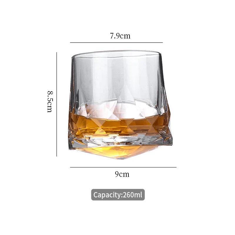 Novo criativo grosso cristal uísque tumbler vidro girando topos design martelo copos de vinho brandy copo wineglass