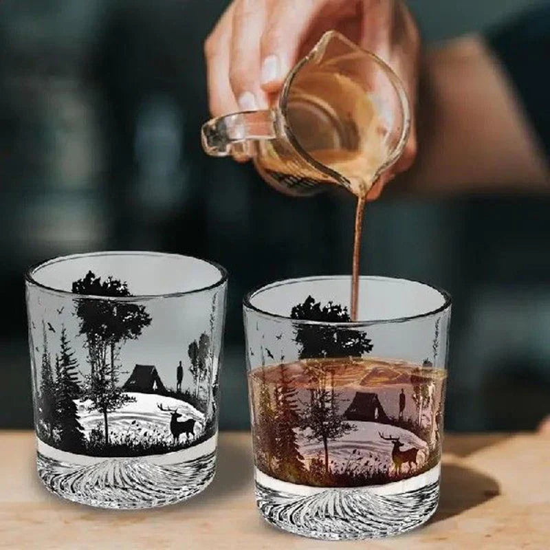 Copo de vinho Silhouette criativo, Snow Mountain Iceberg Cup, Rocha de fundo grosso, Copo de uísque de Natal